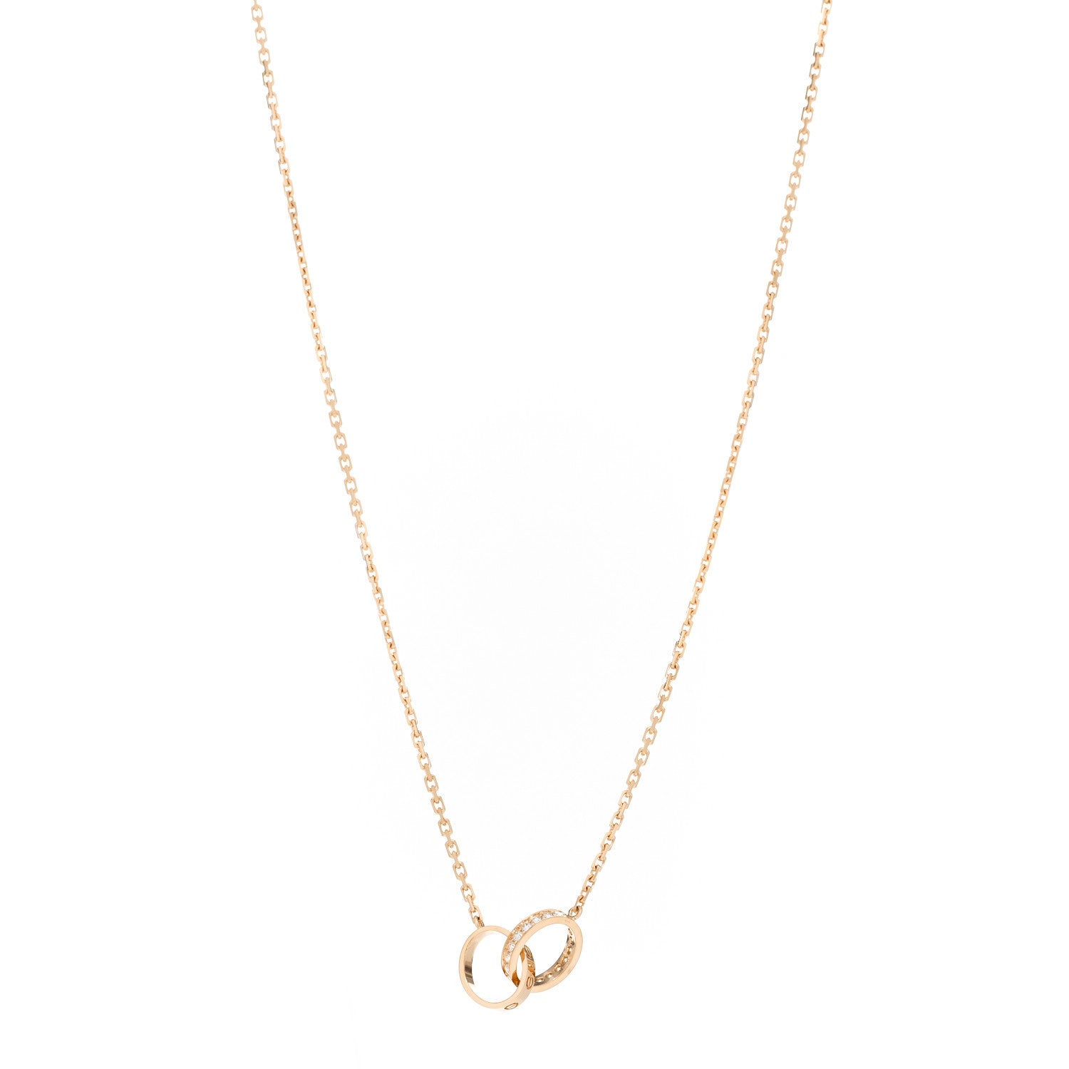 Cartier 18K Yellow Gold Diamond Interlocking LOVE Necklace 1 of 6