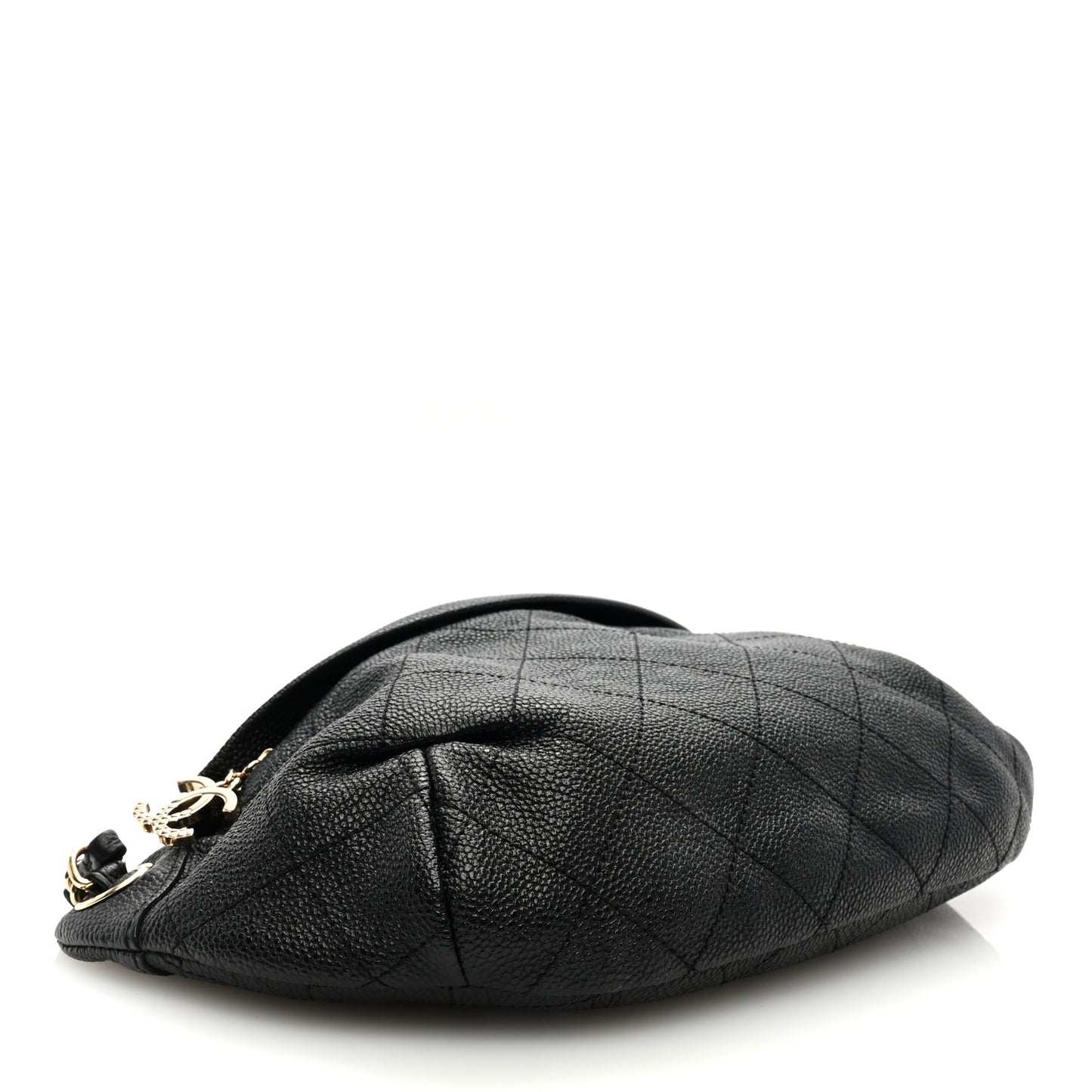 Caviar Stitched Banane Waist Bag Fanny Pack Black