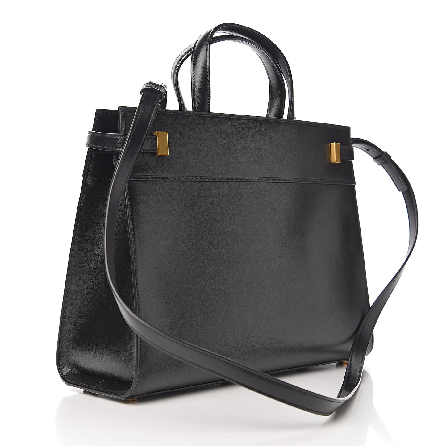 Calfskin Small Manhattan Shopper Tote Black