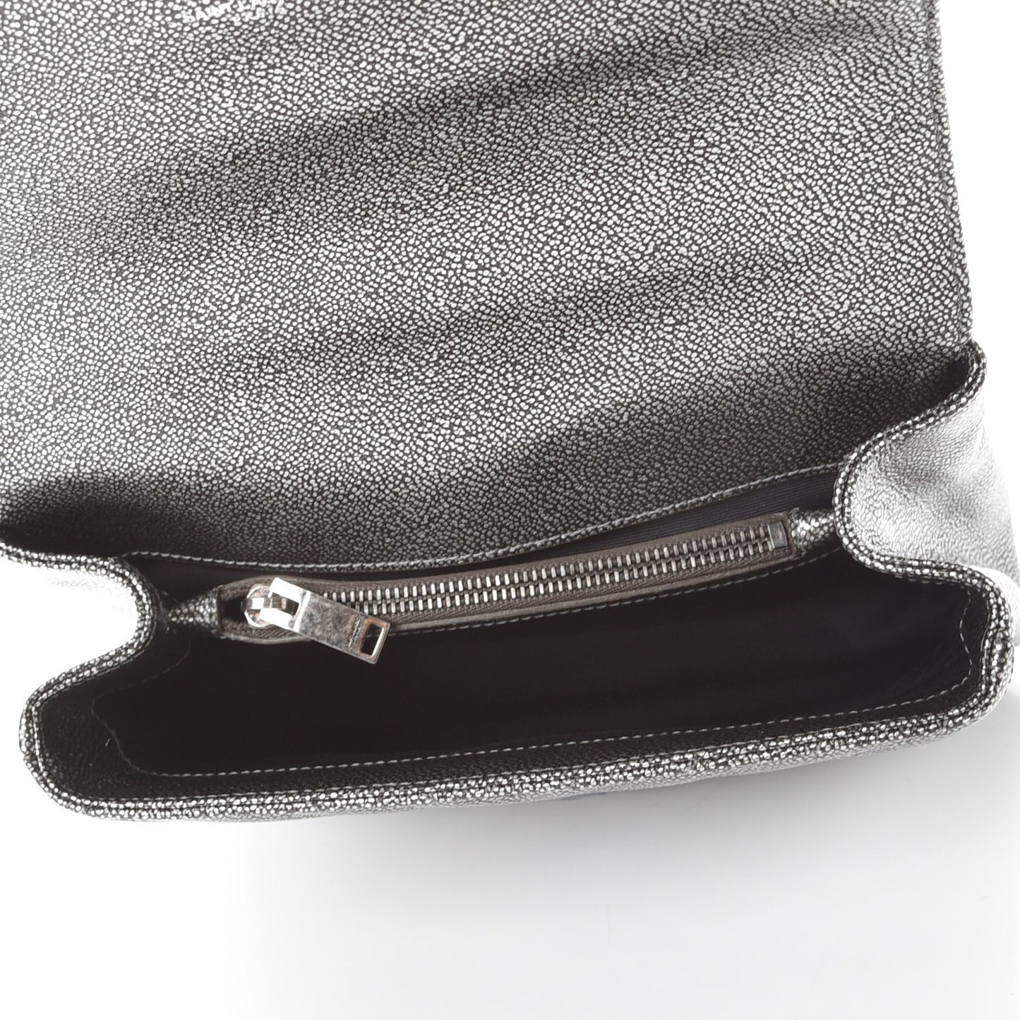 Metallic Grain De Poudre Matelasse Chevron Monogram Medium College Bag Gunmetal
