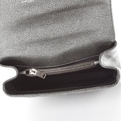 Saint Laurent Metallic Grain De Poudre Matelasse Chevron Monogram Medium College Bag Gunmetal 5 of 8