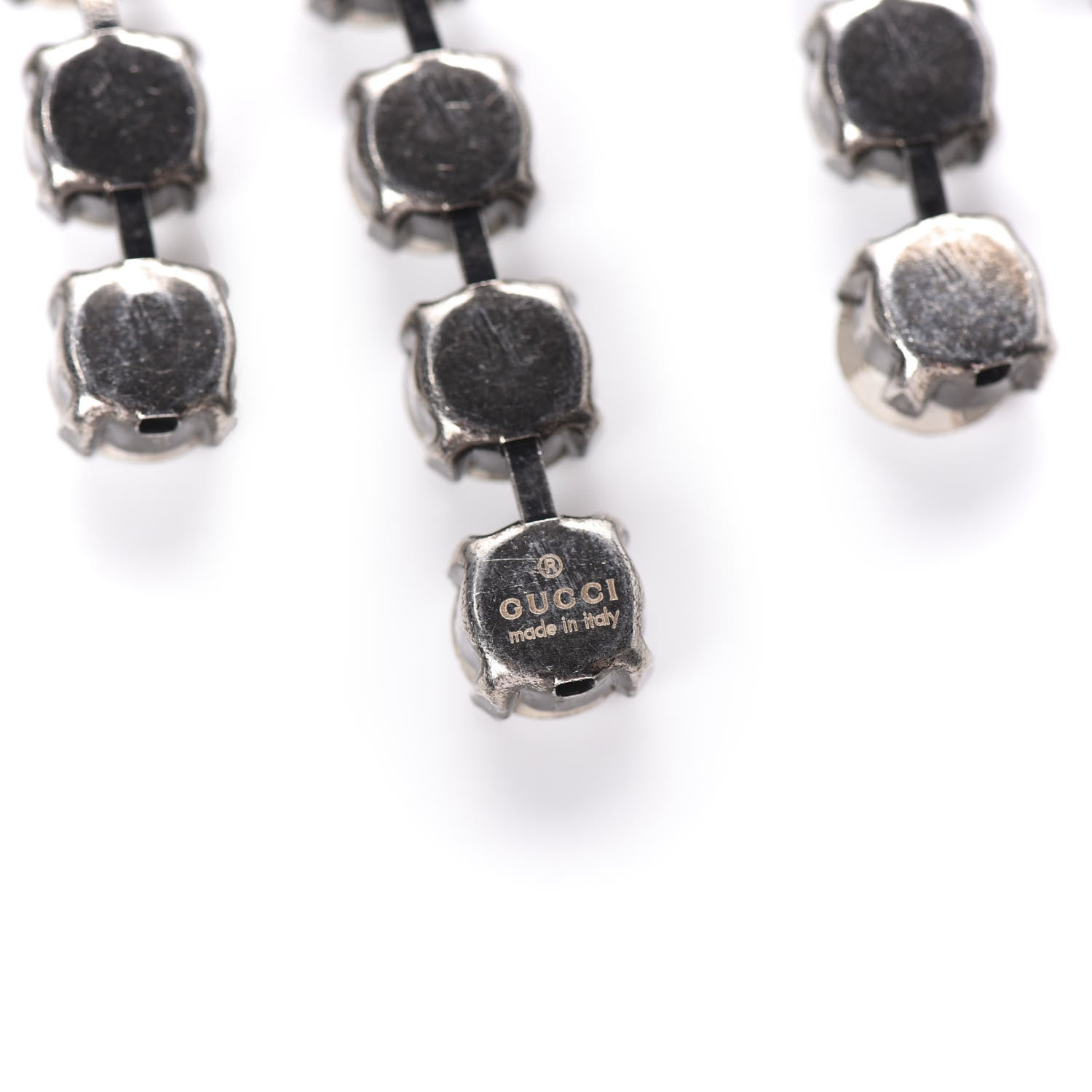 Gucci Crystal Embellished Necklace Pink Aged Silver 4 of 5