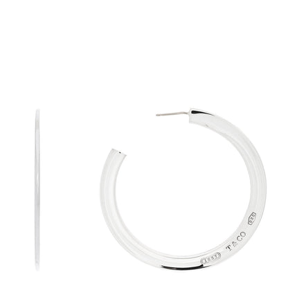 Tiffany Sterling Silver Extra Large 1837 Flat Hoop Earrings 1 of 5