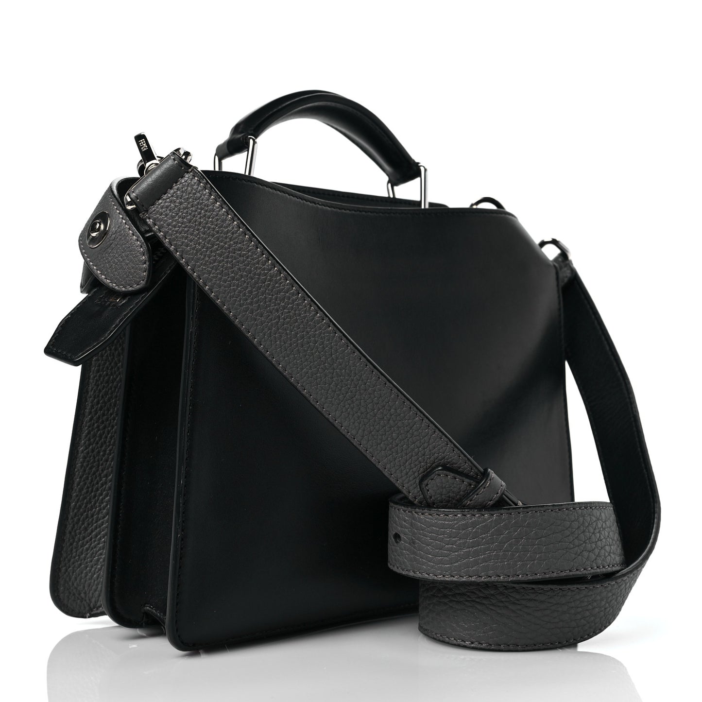 Cuoio Romano Vitello Cover Monochrome Mini Peekaboo I SEE U Satchel Argilla Black