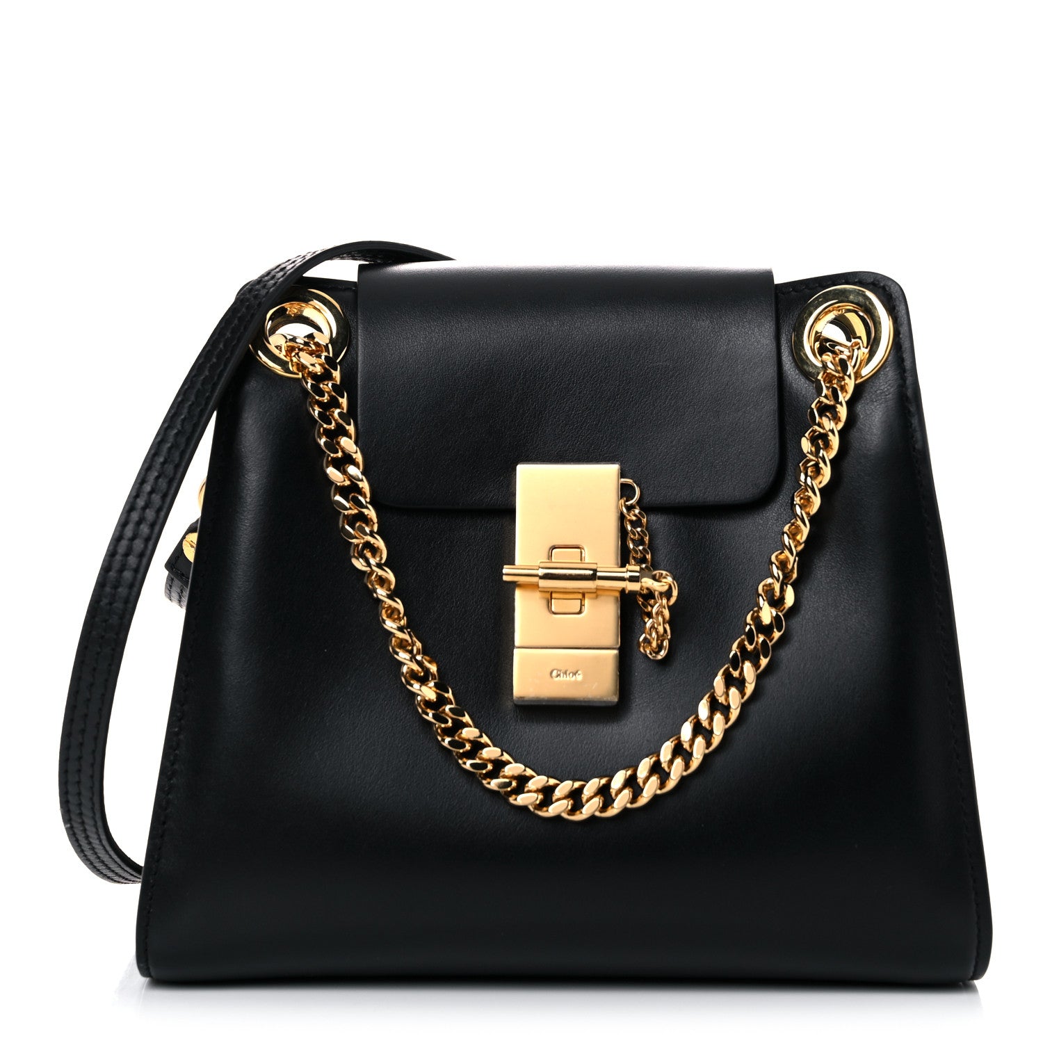 Chloe Shiny Calfskin Mini Annie Shoulder Bag Black 1 of 12