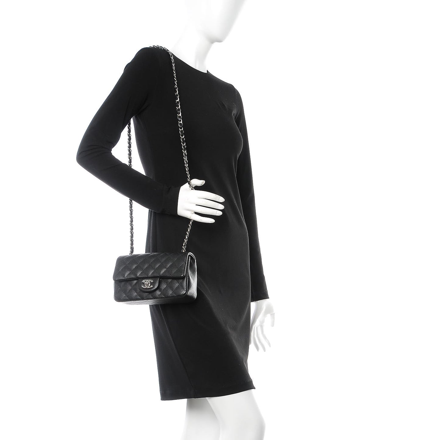 Caviar Quilted Mini Rectangular Flap Black