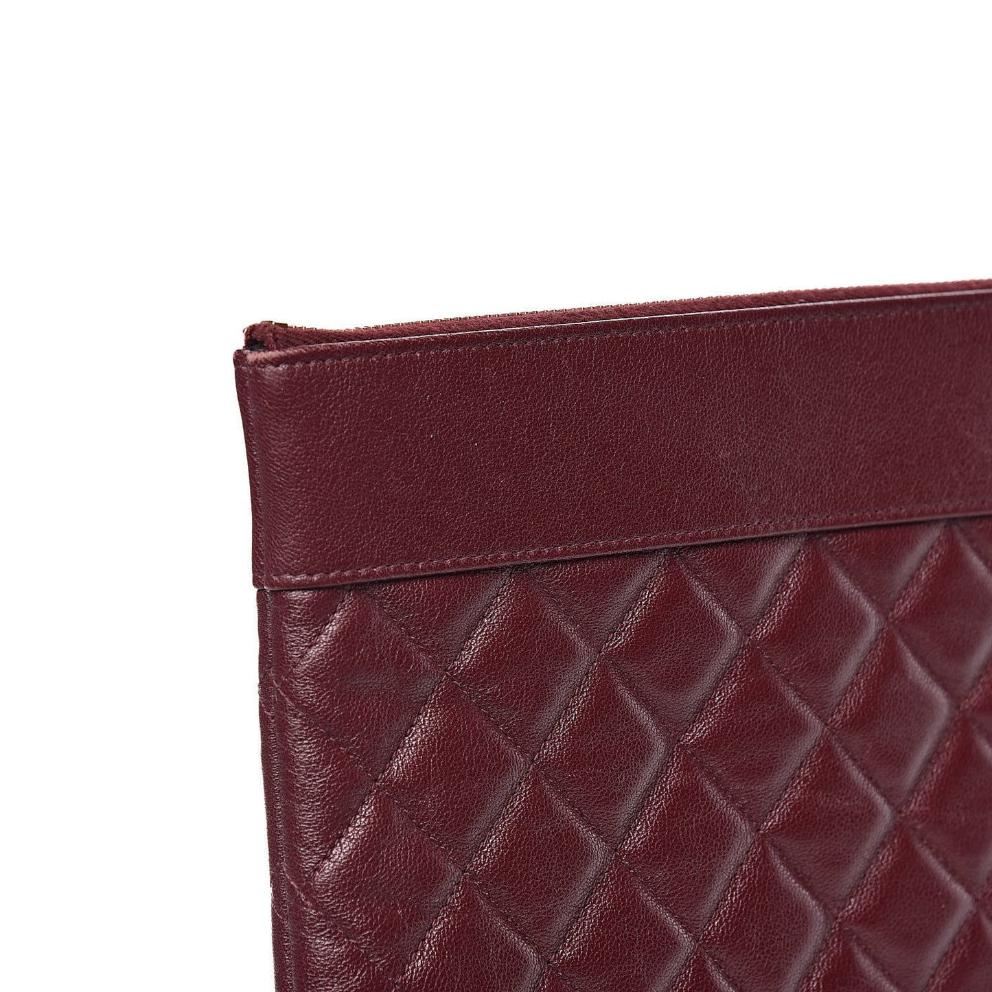 Sheepskin Quilted Large Vintage Mademoiselle Cosmetic Case Burgundy