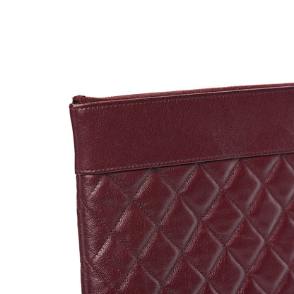Chanel Sheepskin Quilted Large Vintage Mademoiselle Cosmetic Case Burgundy 10 of 14