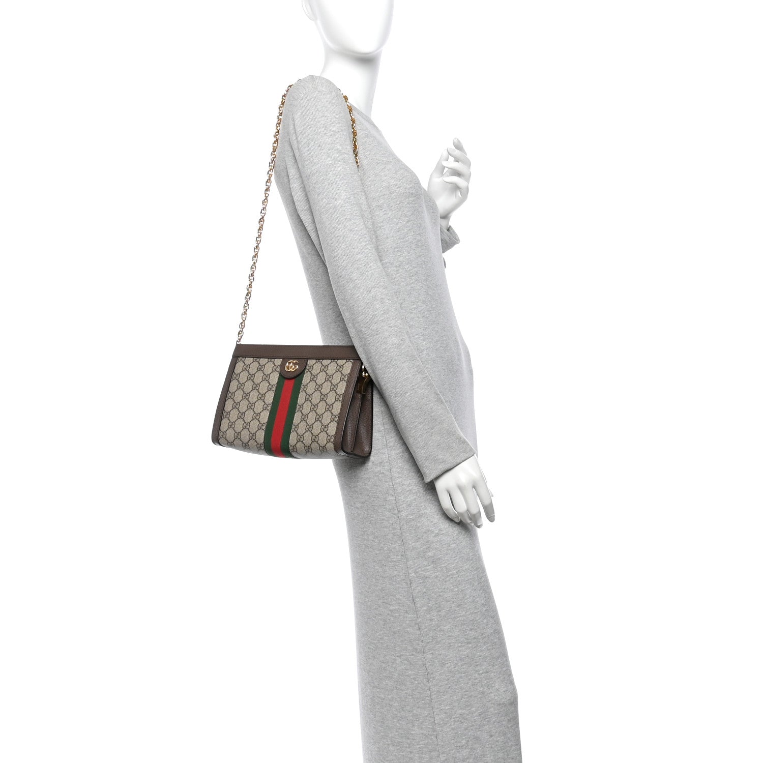 Gucci GG Supreme Monogram Web Small Ophidia Chain Shoulder Bag Brown 2 of 10