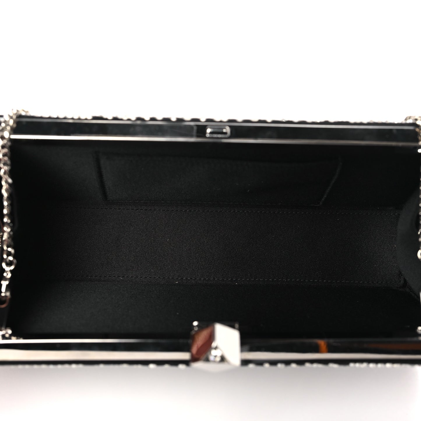 Satin Crystal Box Clutch Black