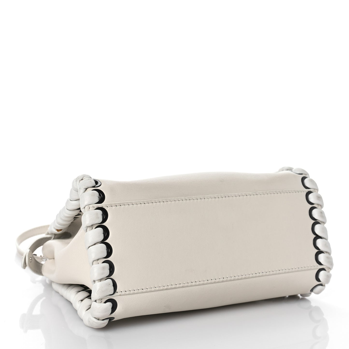 Nappa Lace Up Mini Peekaboo Iconic Satchel Bianco Carta