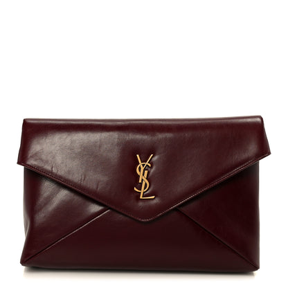 Saint Laurent Lambskin Large Cassandre Envelope Pouch Dark Ruby 1 of 8