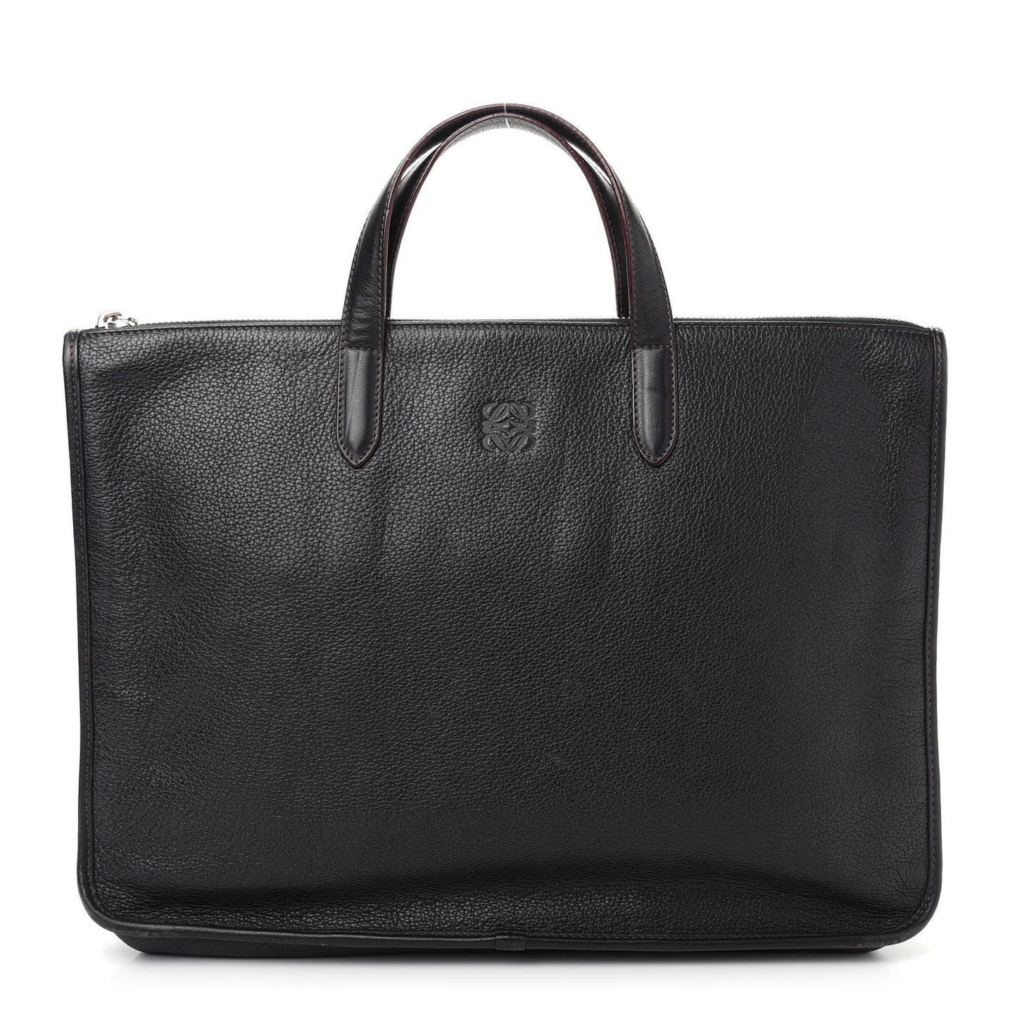 Grained Calfskin Briefcase Black