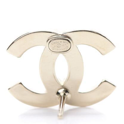 Chanel Crystal Metal CC Paris Button Stud Earrings Gold 4 of 5