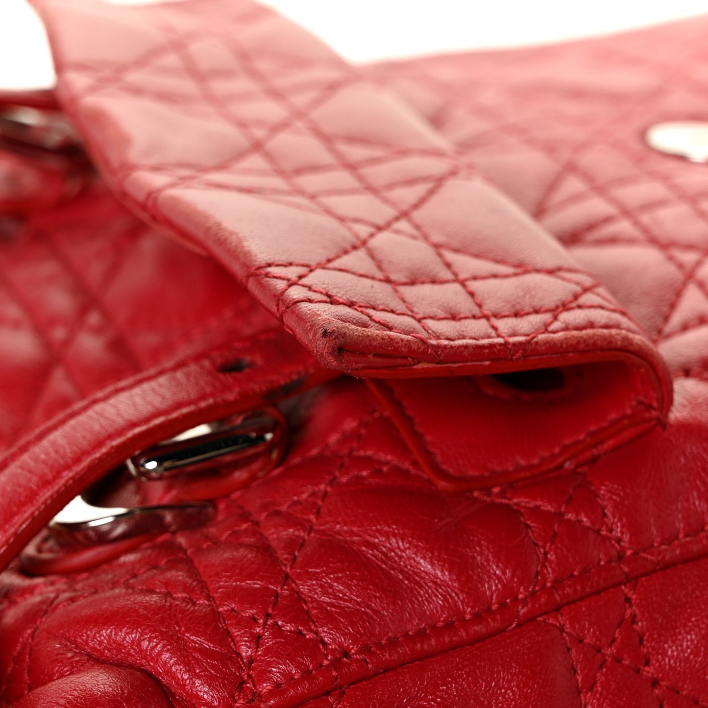 Lambskin Cannage Small Stardust Backpack Red
