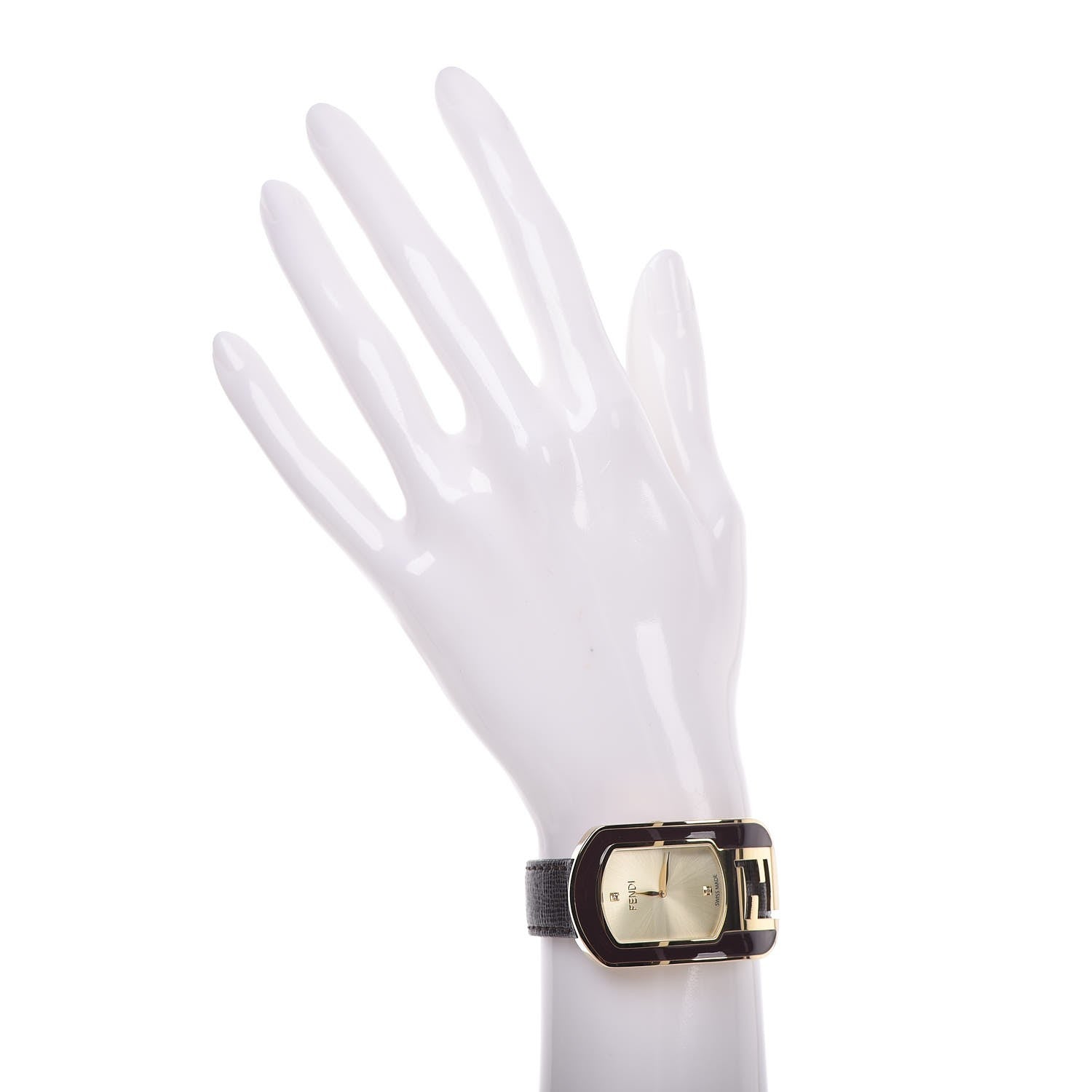 Fendi Stainless Steel Calfskin Diamond Enamel 29mm Chameleon Quartz Watch 2 of 12