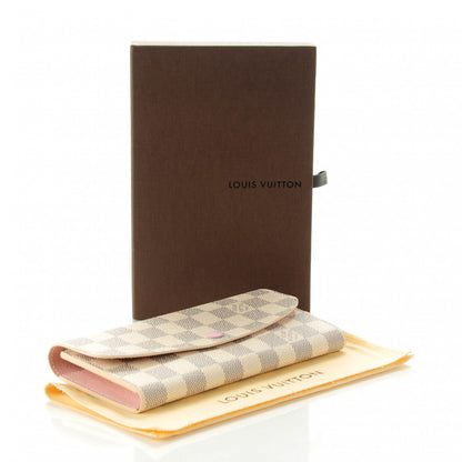 Louis Vuitton Damier Azur Emilie Wallet Rose Ballerine 4 of 7