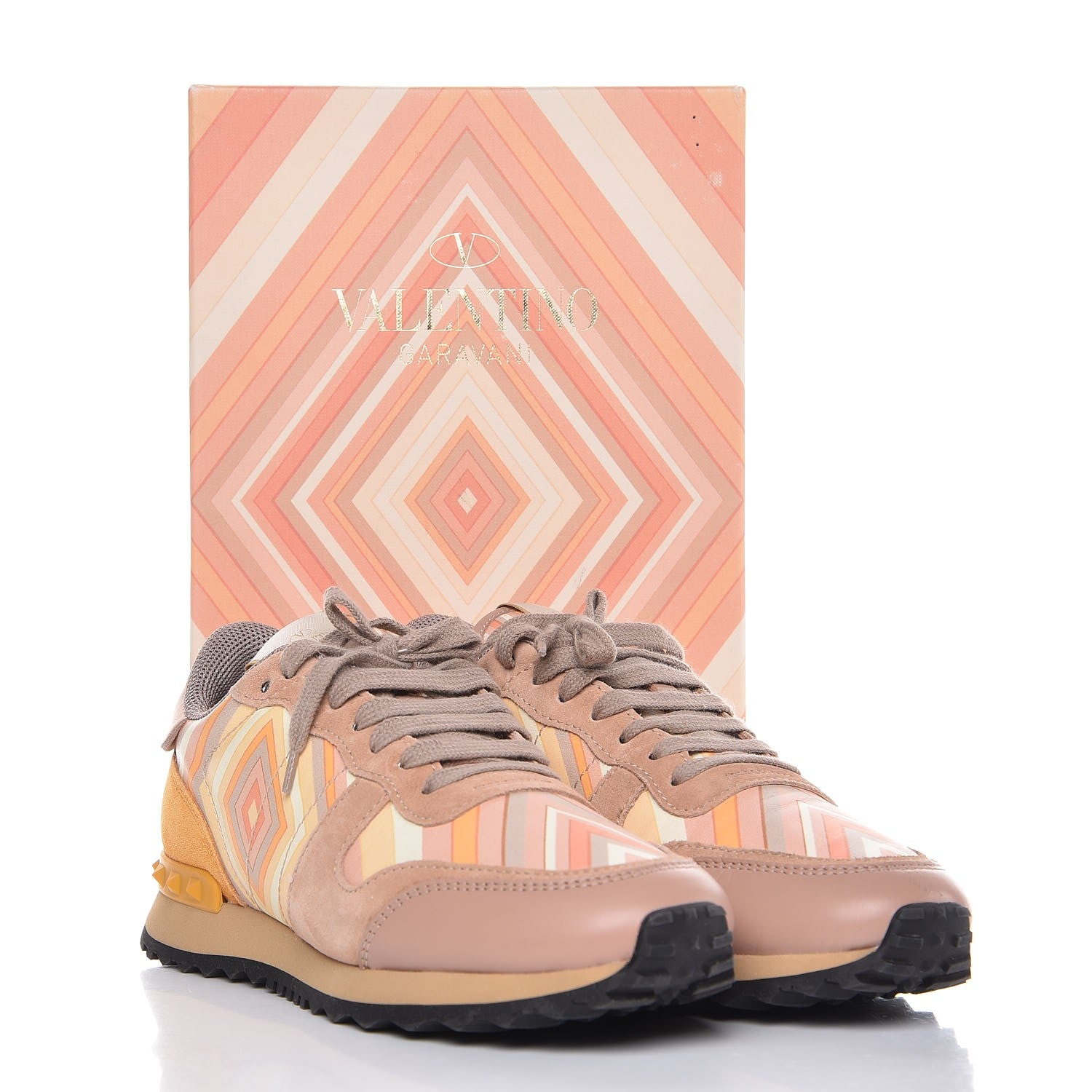 Valentino Garavani Suede Calfskin Native Couture 1975 Womens Rockrunner Sneakers 38.5 Multicolor 11 of 11