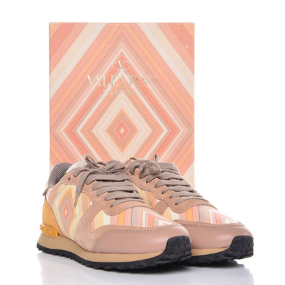 Valentino Garavani Suede Calfskin Native Couture 1975 Womens Rockrunner Sneakers 38.5 Multicolor 11 of 11