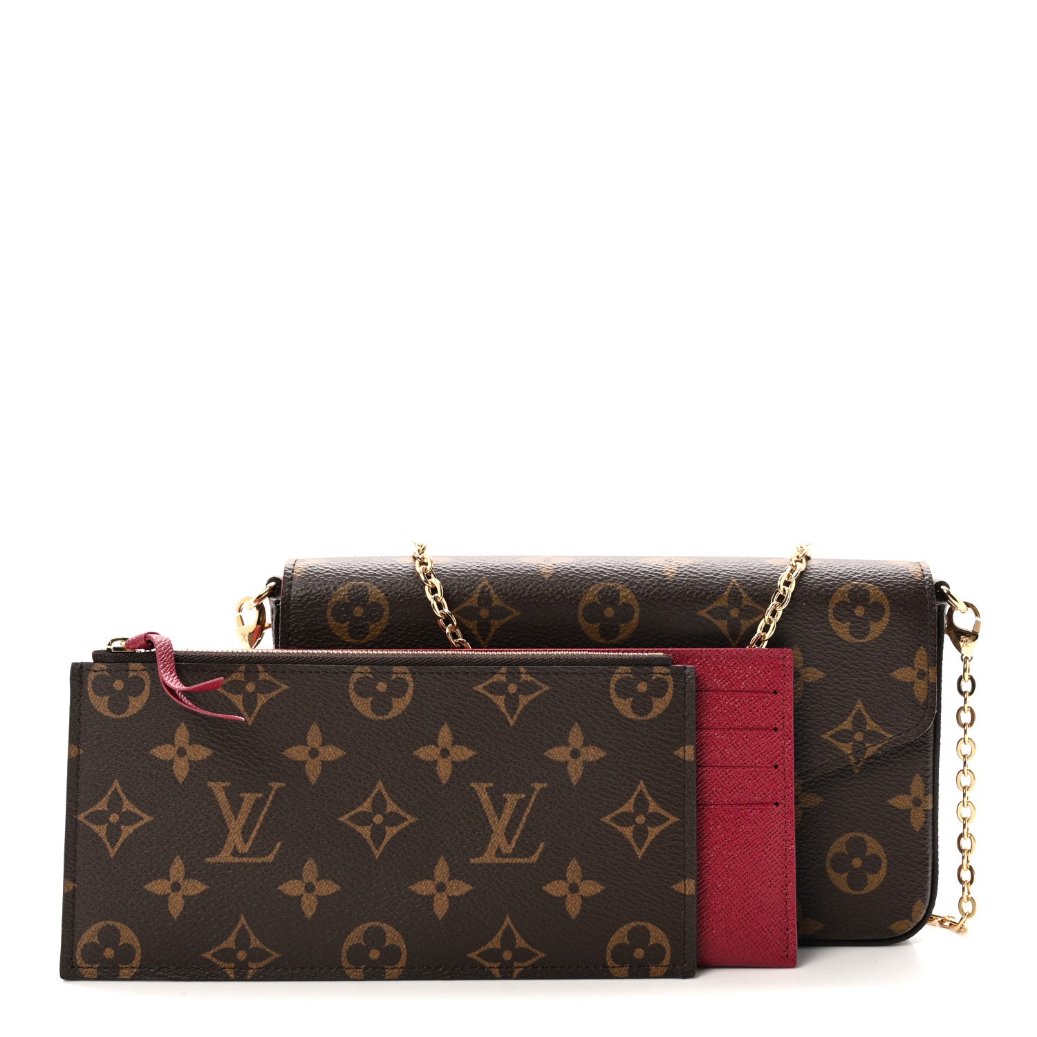 Louis Vuitton Monogram Pochette Felicie Chain Wallet Fuchsia