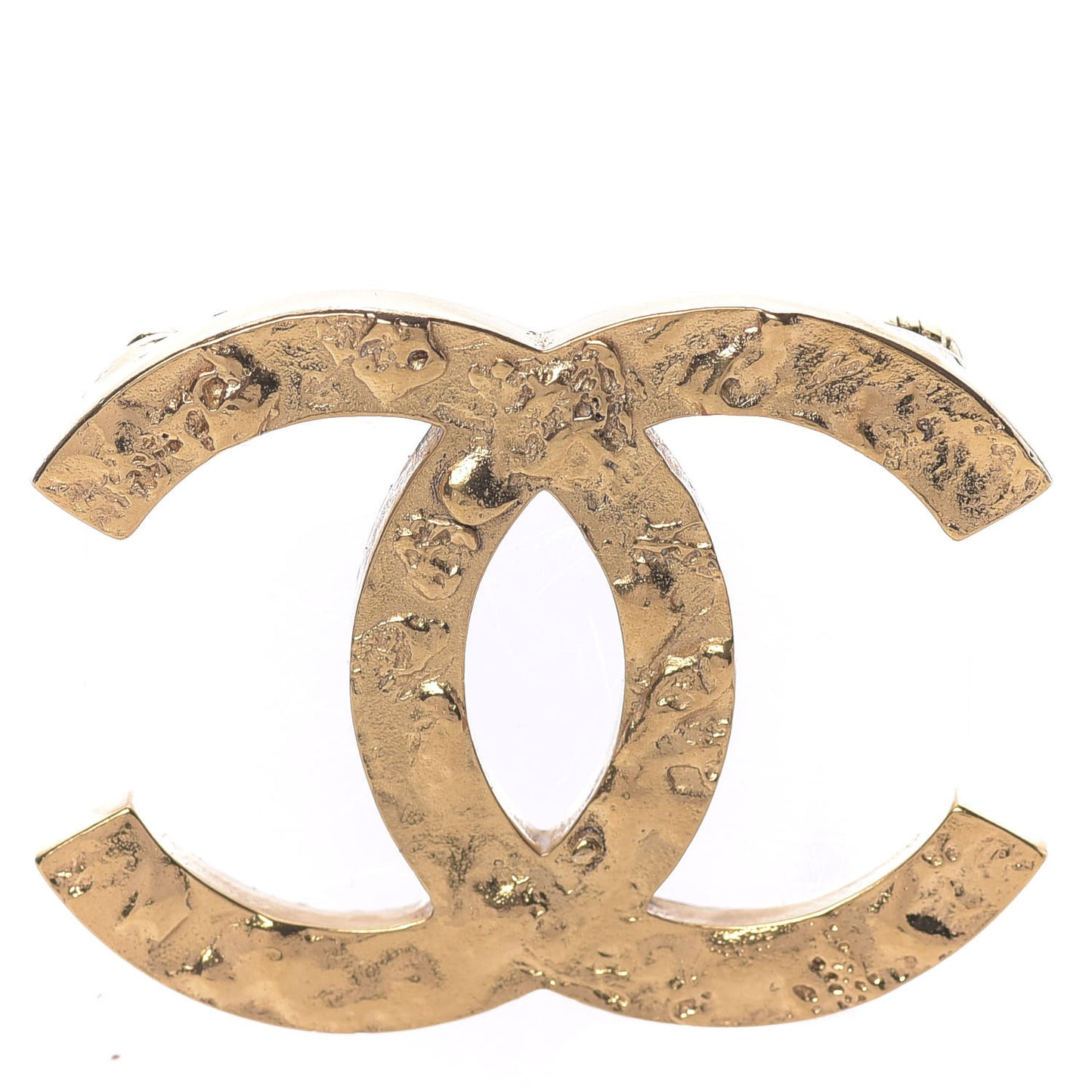 Metal Large CC Brooch Gold