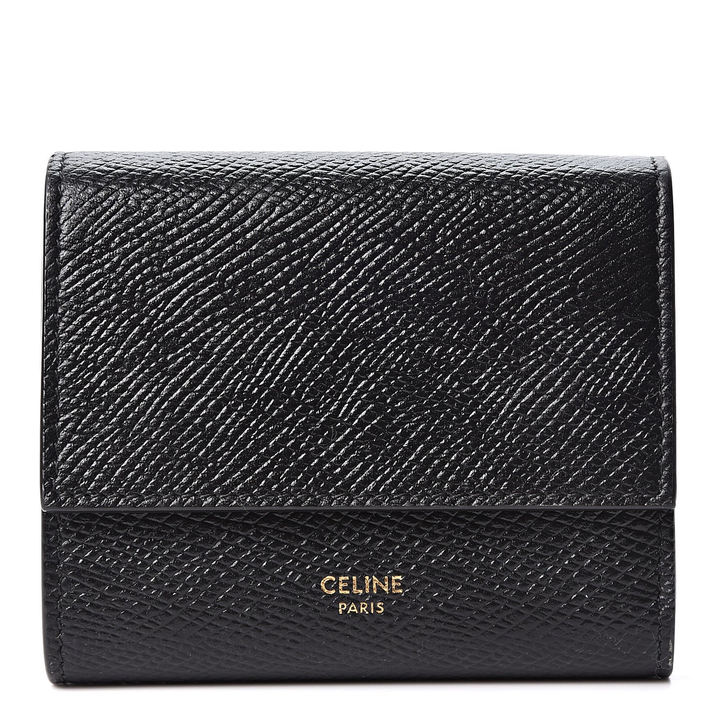 Celine Grained Calfskin Small Multifunction Folded Wallet Black 1 of 9