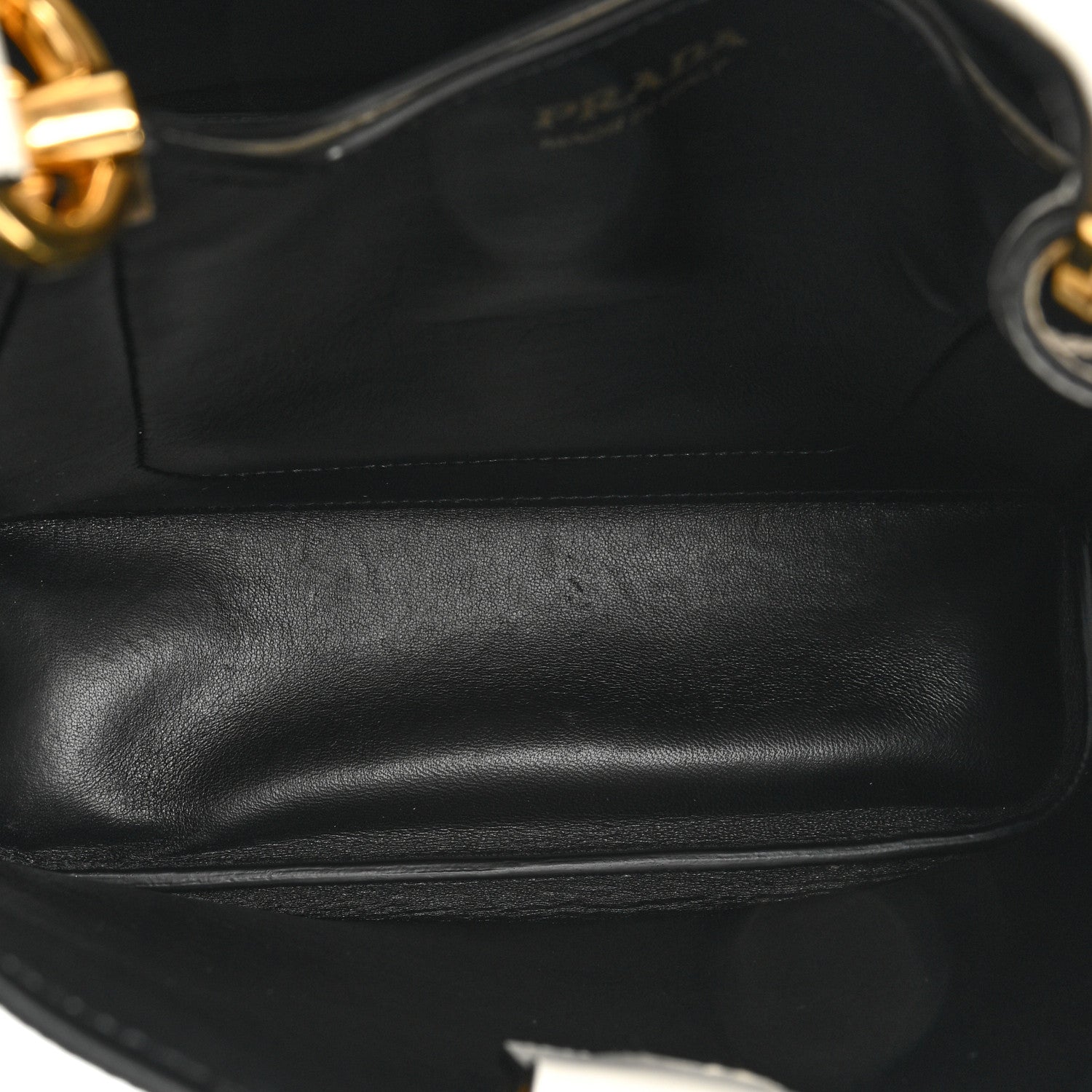 Prada Saffiano Cuir Medium Panier Bucket Bag Bianco Black 5 of 15