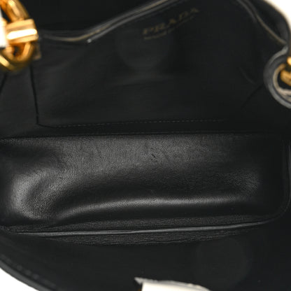 Prada Saffiano Cuir Medium Panier Bucket Bag Bianco Black 5 of 15