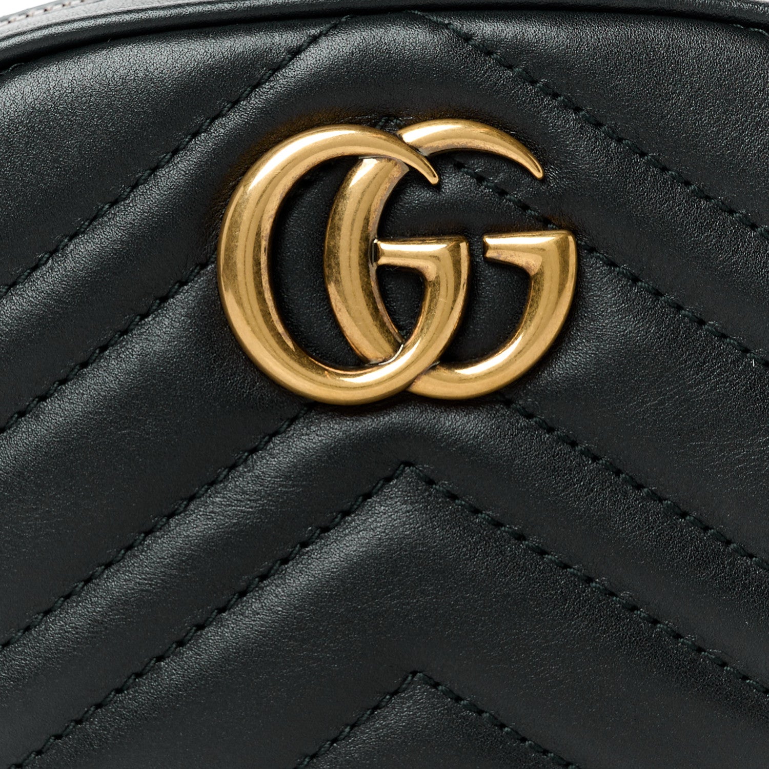 Gucci Calfskin Matelasse GG Marmont Belt Bag 85 34 Black 9 of 12