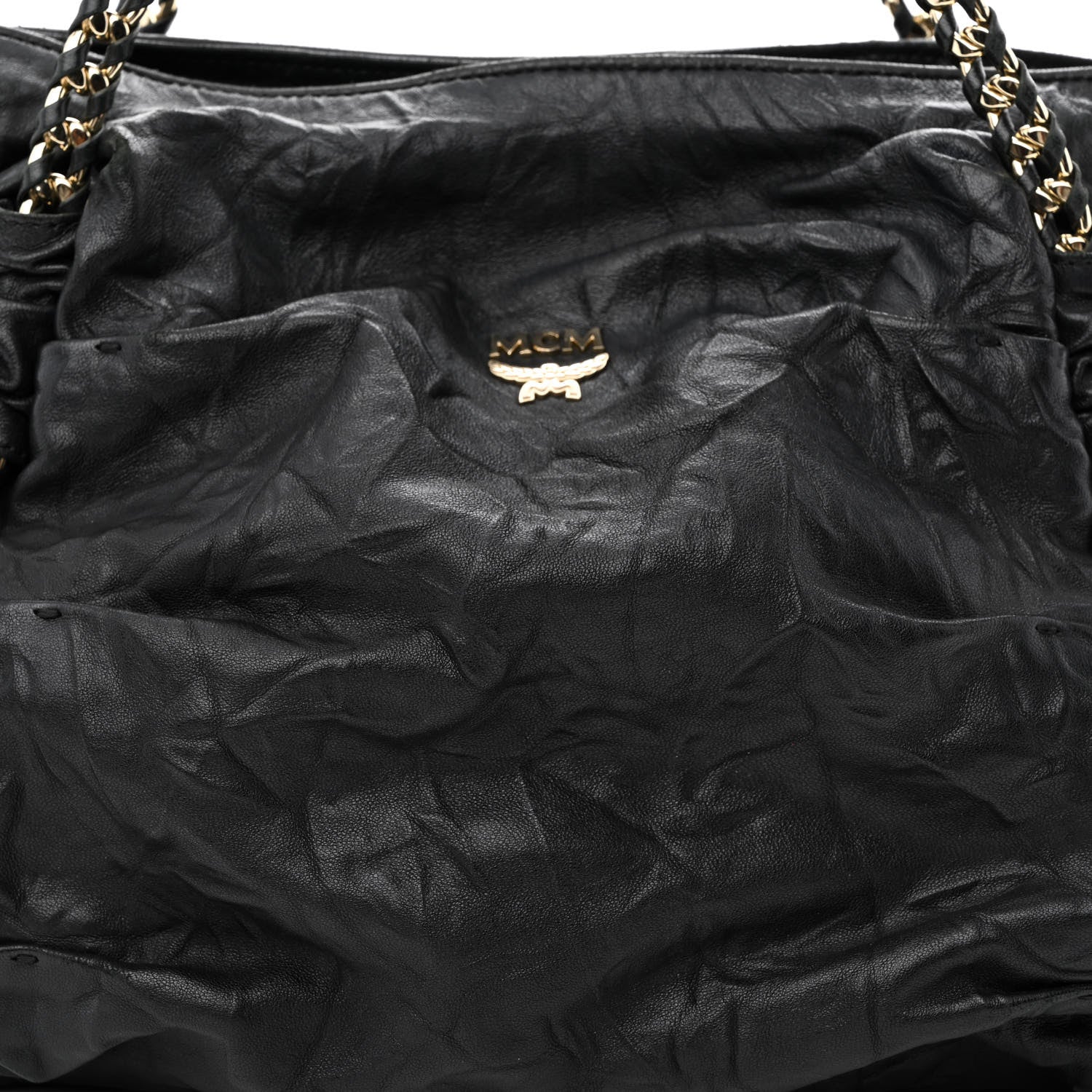 MCM Calfskin Chain Hobo Black 7 of 10