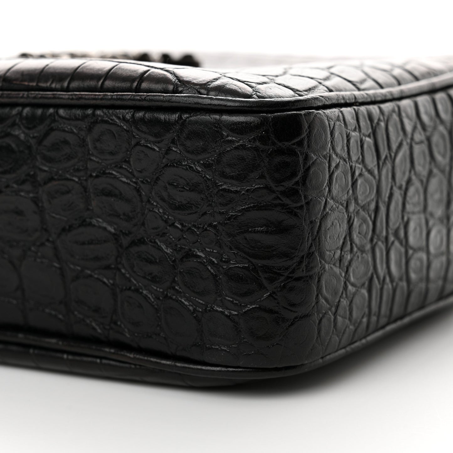 Calfskin Crocodile Embossed Monogram Lou Camera Bag Black