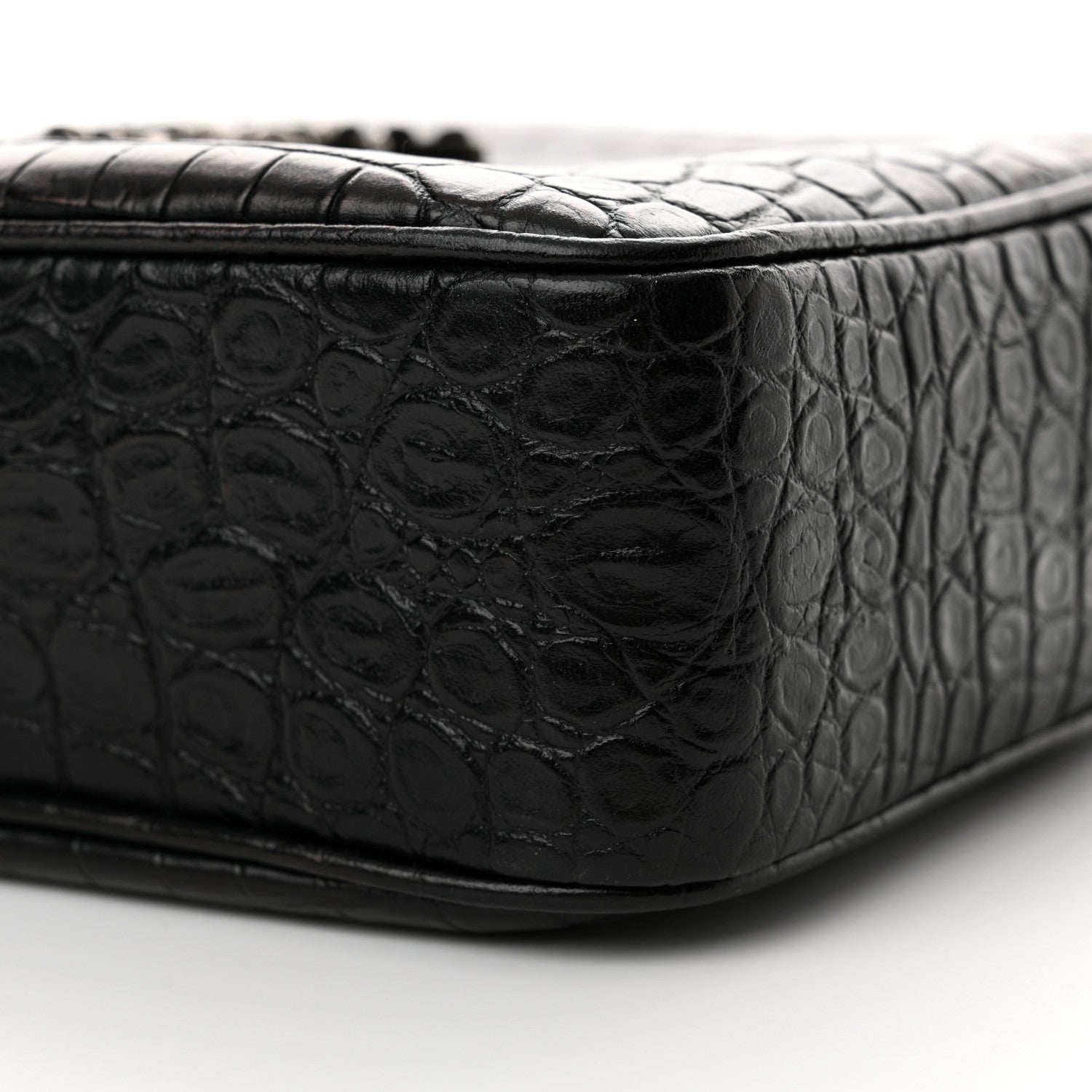 Saint Laurent Calfskin Crocodile Embossed Monogram Lou Camera Bag Black 10 of 18
