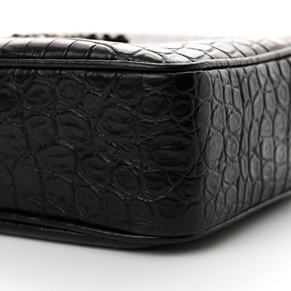 Saint Laurent Calfskin Crocodile Embossed Monogram Lou Camera Bag Black 10 of 18