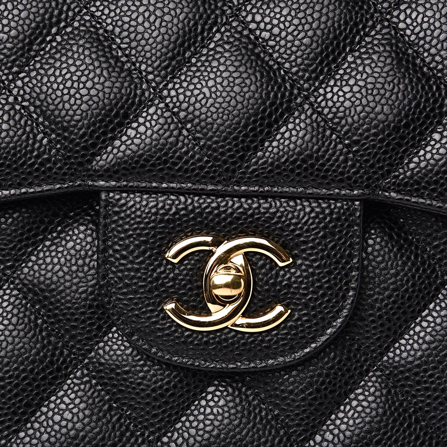Caviar Quilted Jumbo Double Flap Black