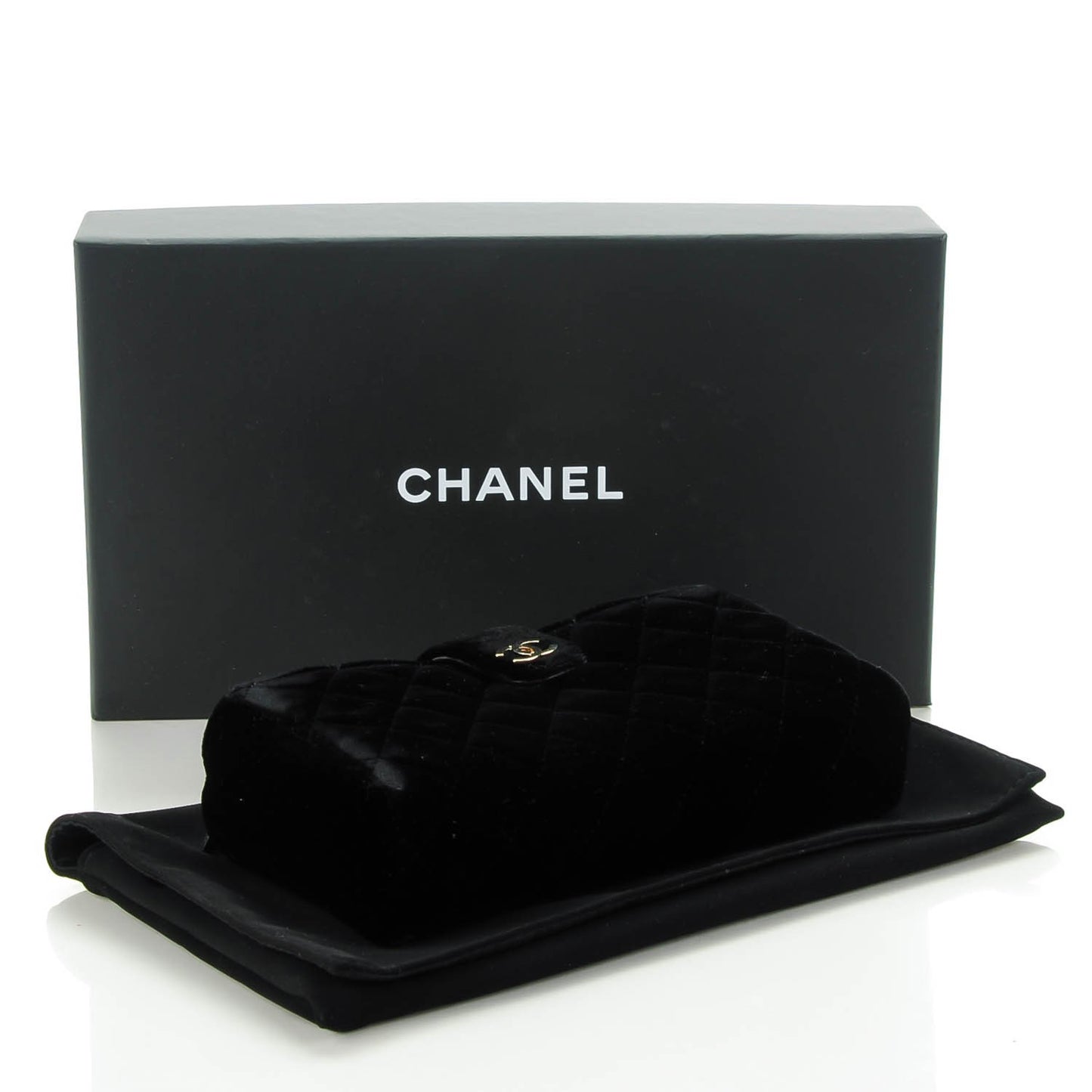 Velvet Quilted Mini Phone Holder Clutch Black
