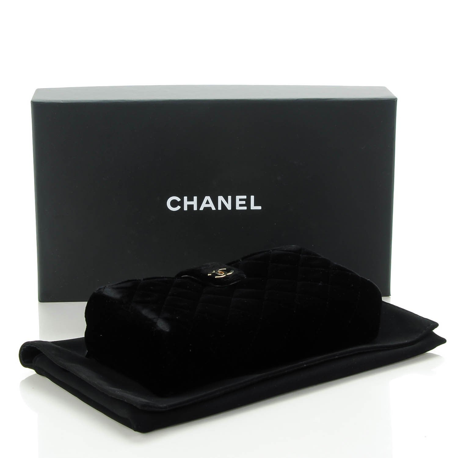 Chanel Velvet Quilted Mini Phone Holder Clutch Black 4 of 8