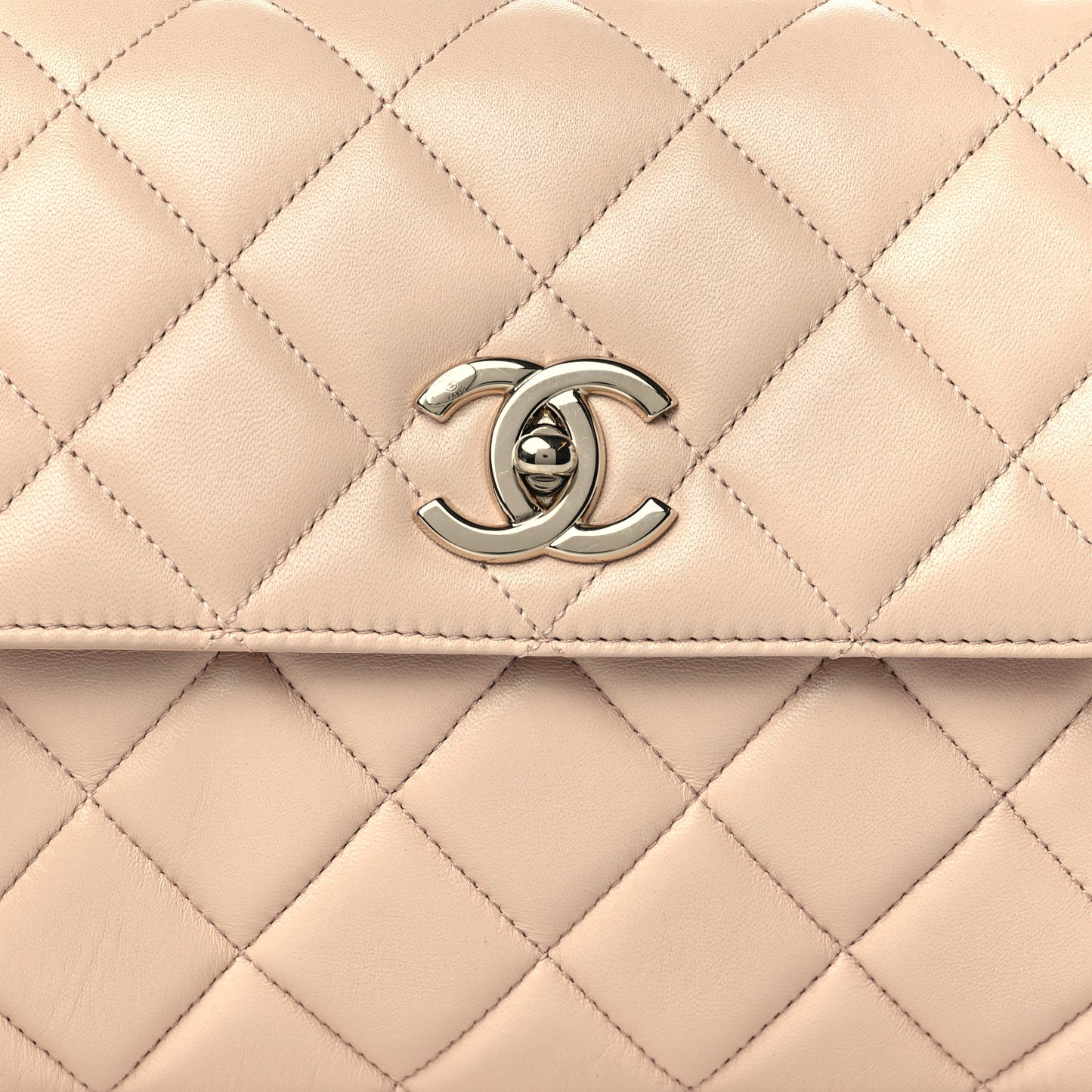 Lambskin Quilted Small Trendy CC Dual Handle Flap Bag Light Beige