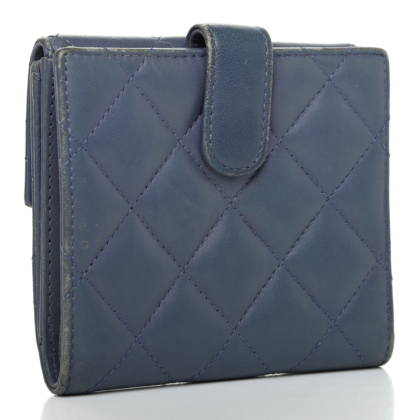 Lambskin Quilted Compact French Flap Wallet Lavender