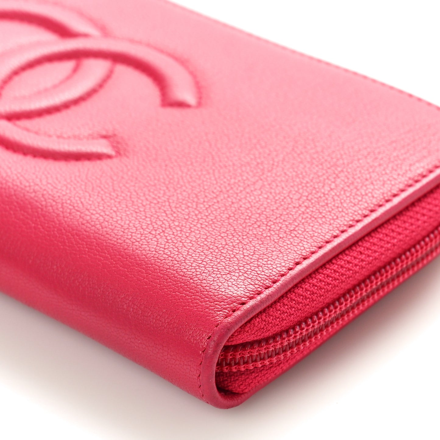 Caviar Large Timeless CC Zip Around Wallet Pink