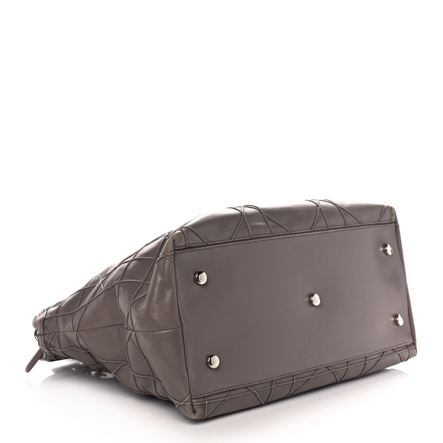Christian Dior Lambskin Cannage Medium Granville Tote Dark Taupe 3 of 12