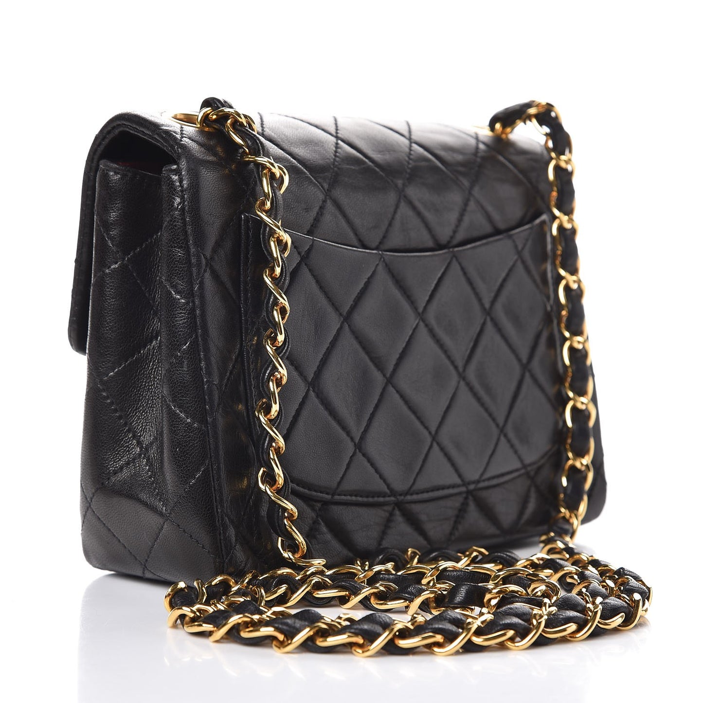 Lambskin Quilted Mini Square Flap Black