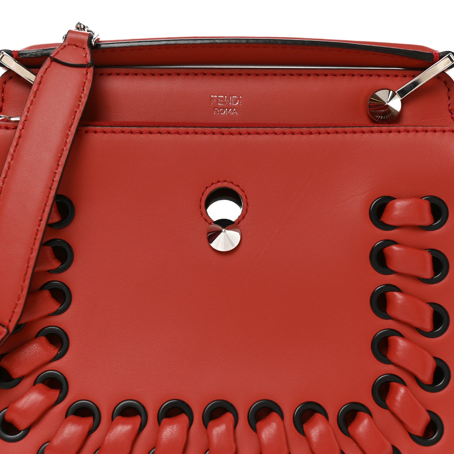Vitello Baltico Dolce Nappa Lace Up Small Dotcom Click Chain Satchel Bloody Mary
