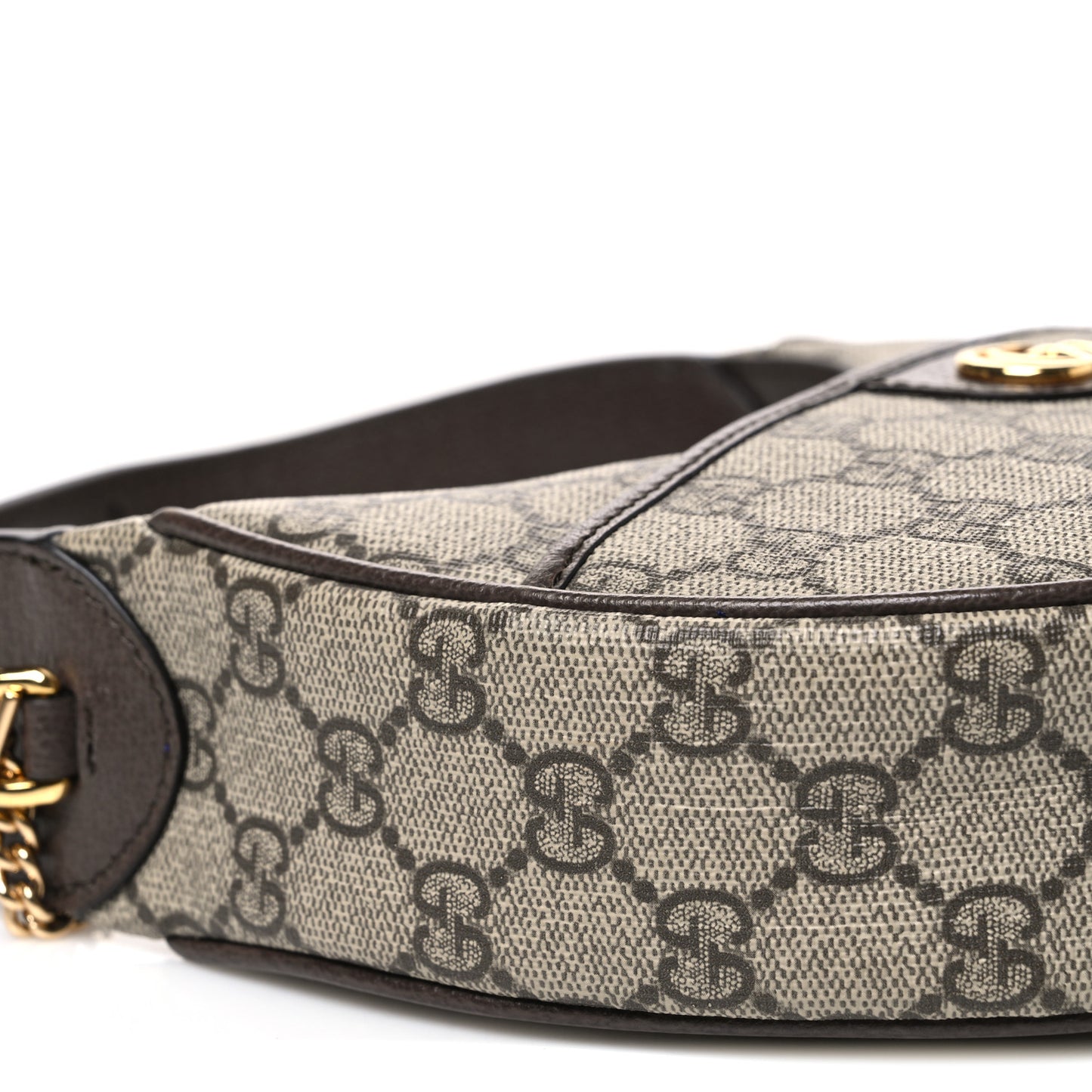 GG Supreme Monogram Textured Dollar Calfskin Small Ophidia Shoulder Bag Beige Ebony New Acero