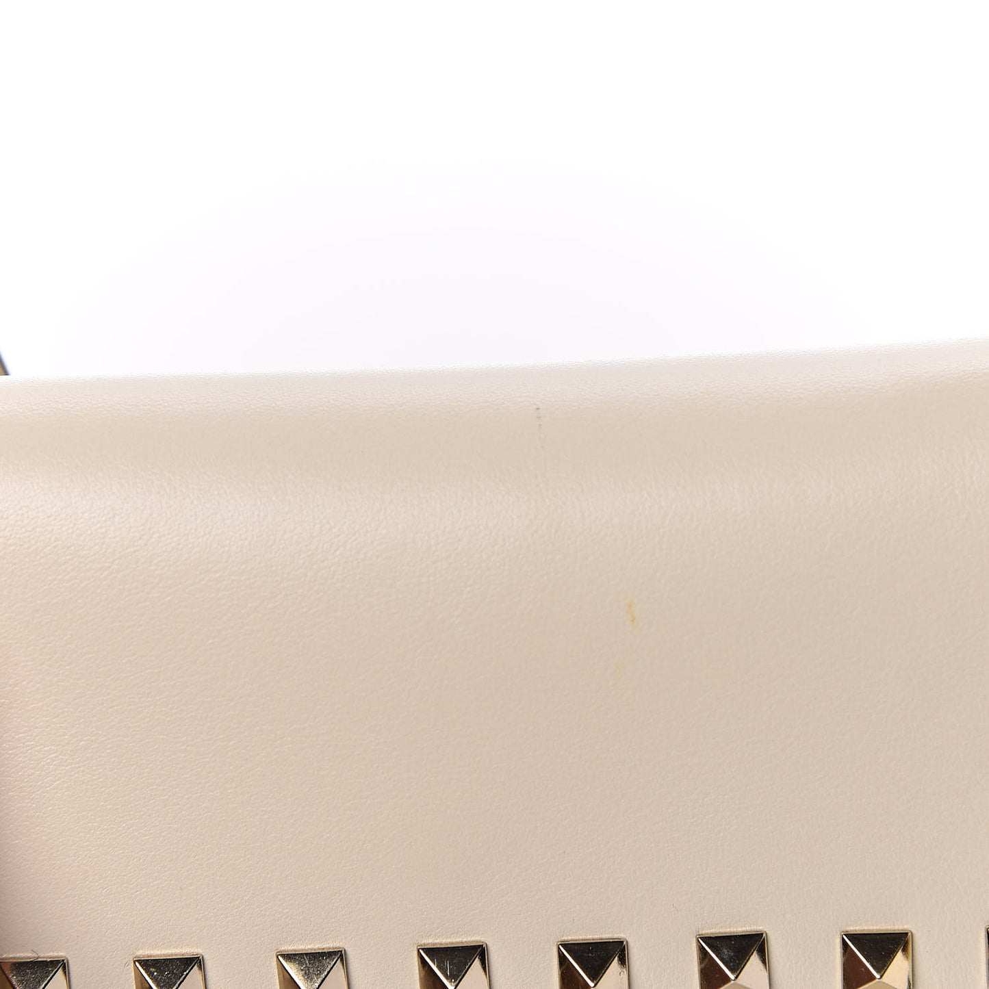 Vitello Mini Rockstud Flap Wallet on Chain Ivory