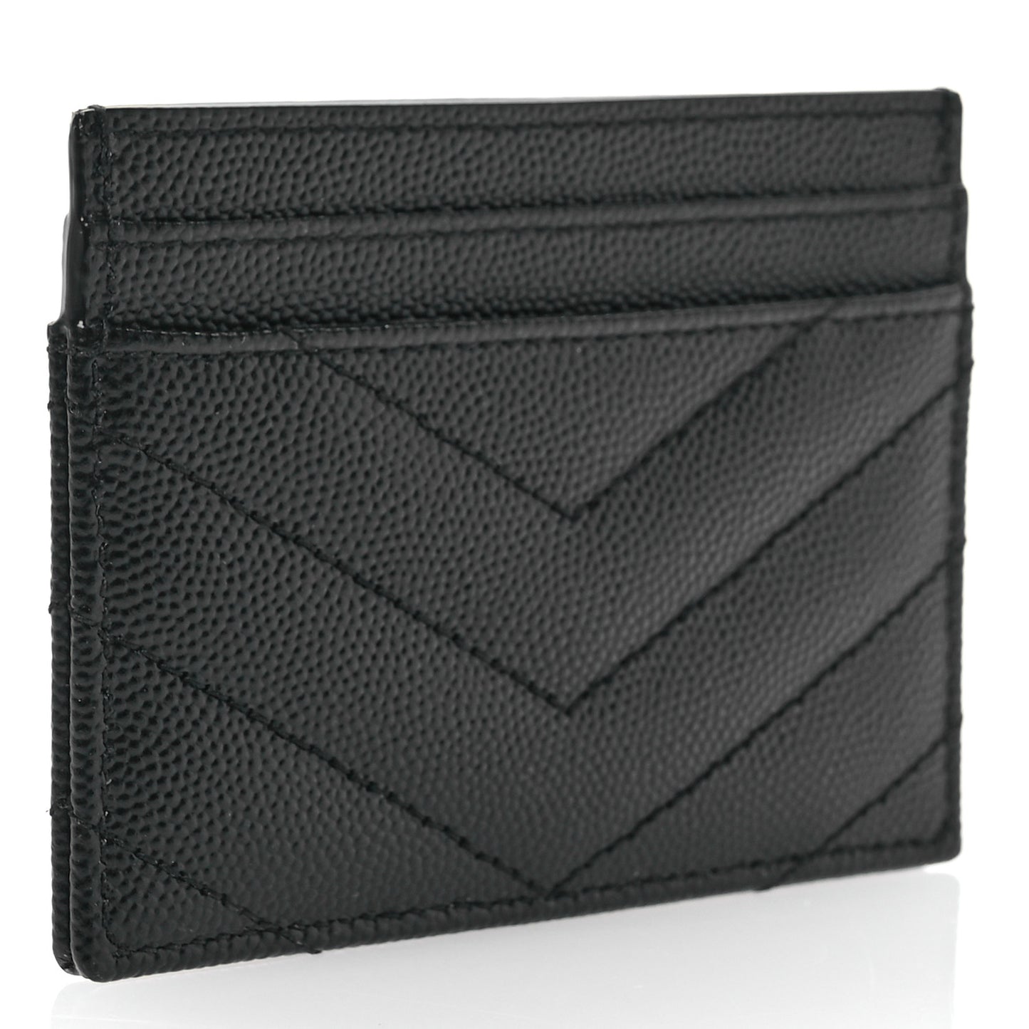 Grain De Poudre Matelasse Chevron Monogram Credit Card Case Black