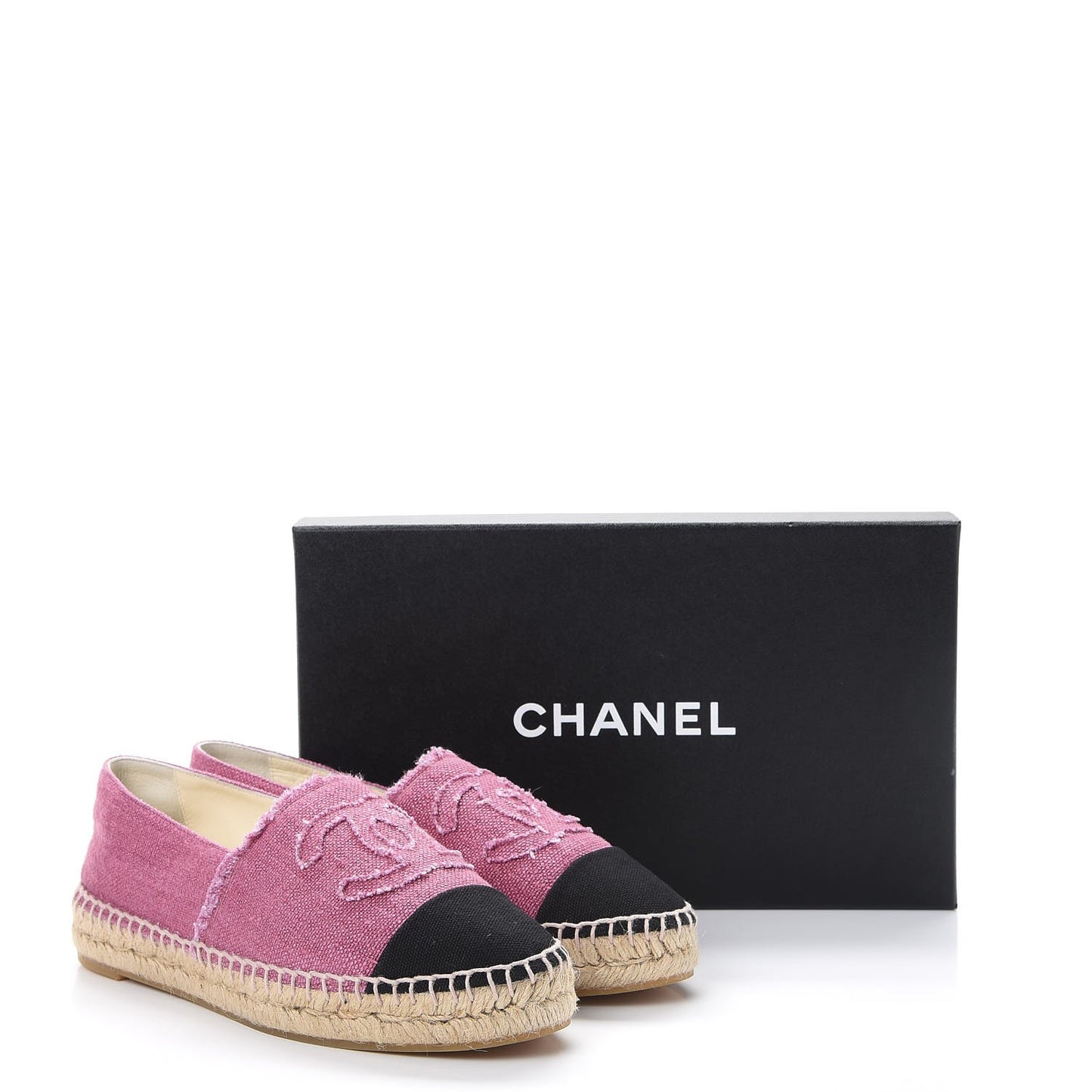 Linen CC Espadrilles 38 Pink Black
