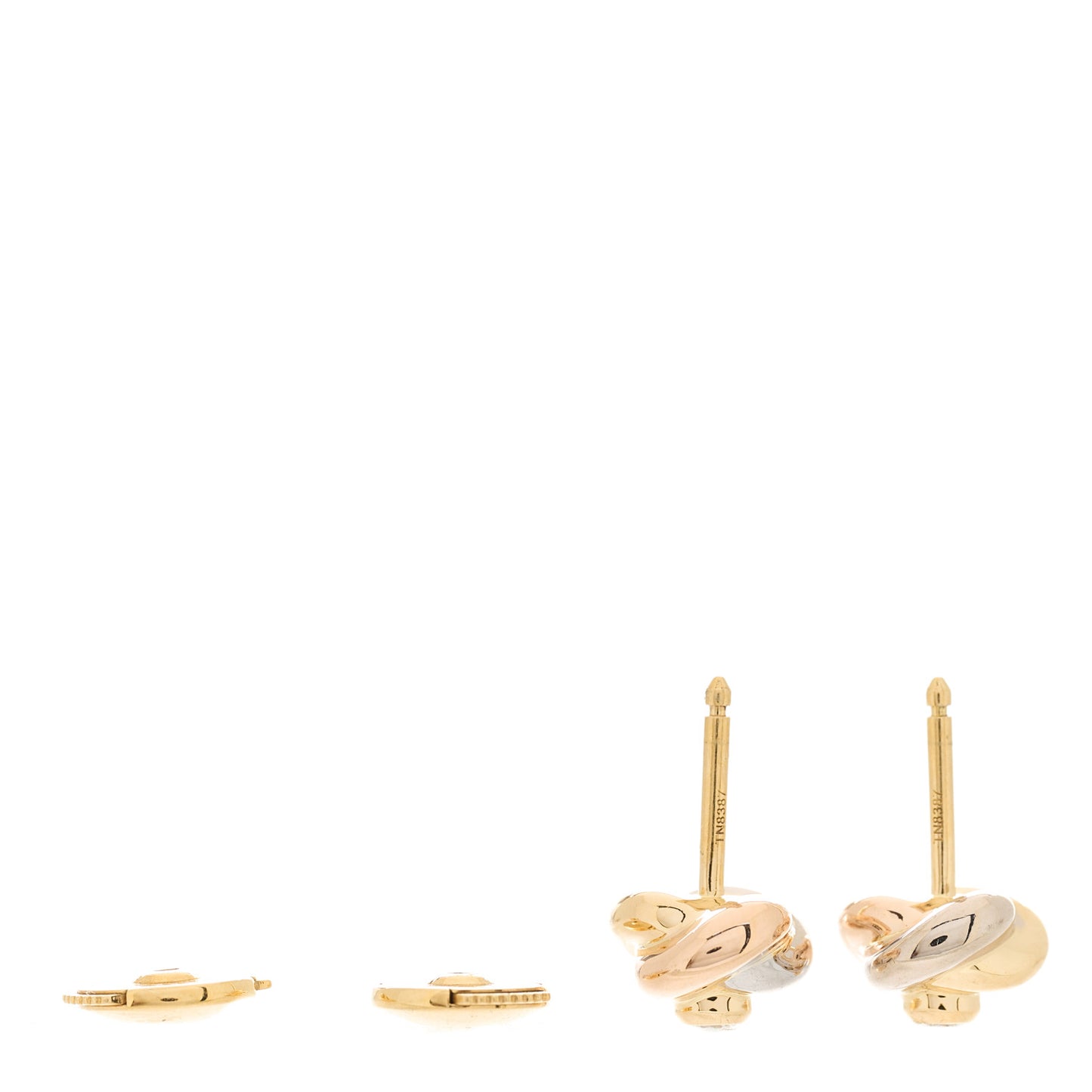 18K Pink Yellow White Gold Diamond Trinity Stud Earrings
