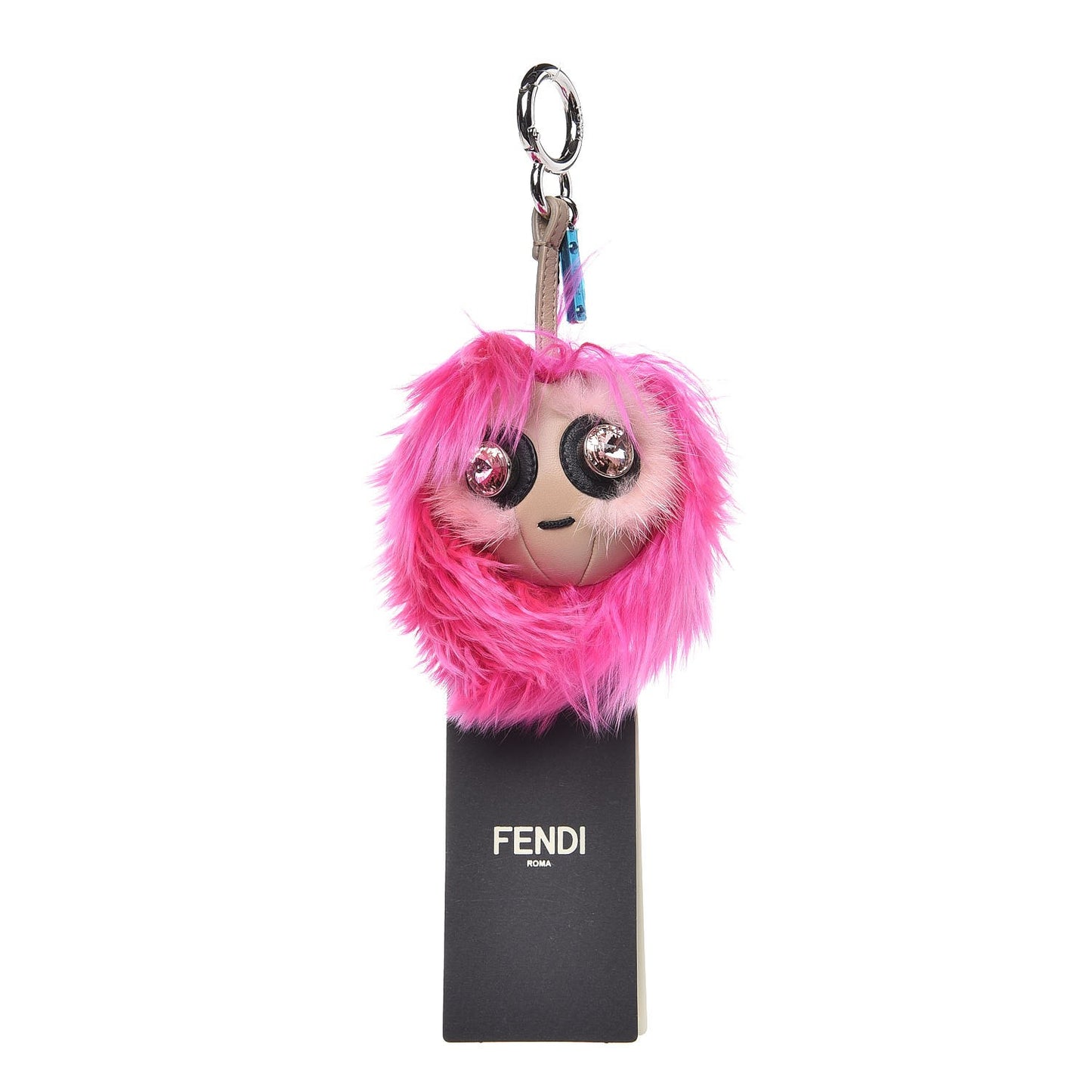 Alpaca Mink Fur Crystal Faces Micro Bag Bug Charm Fuchsia