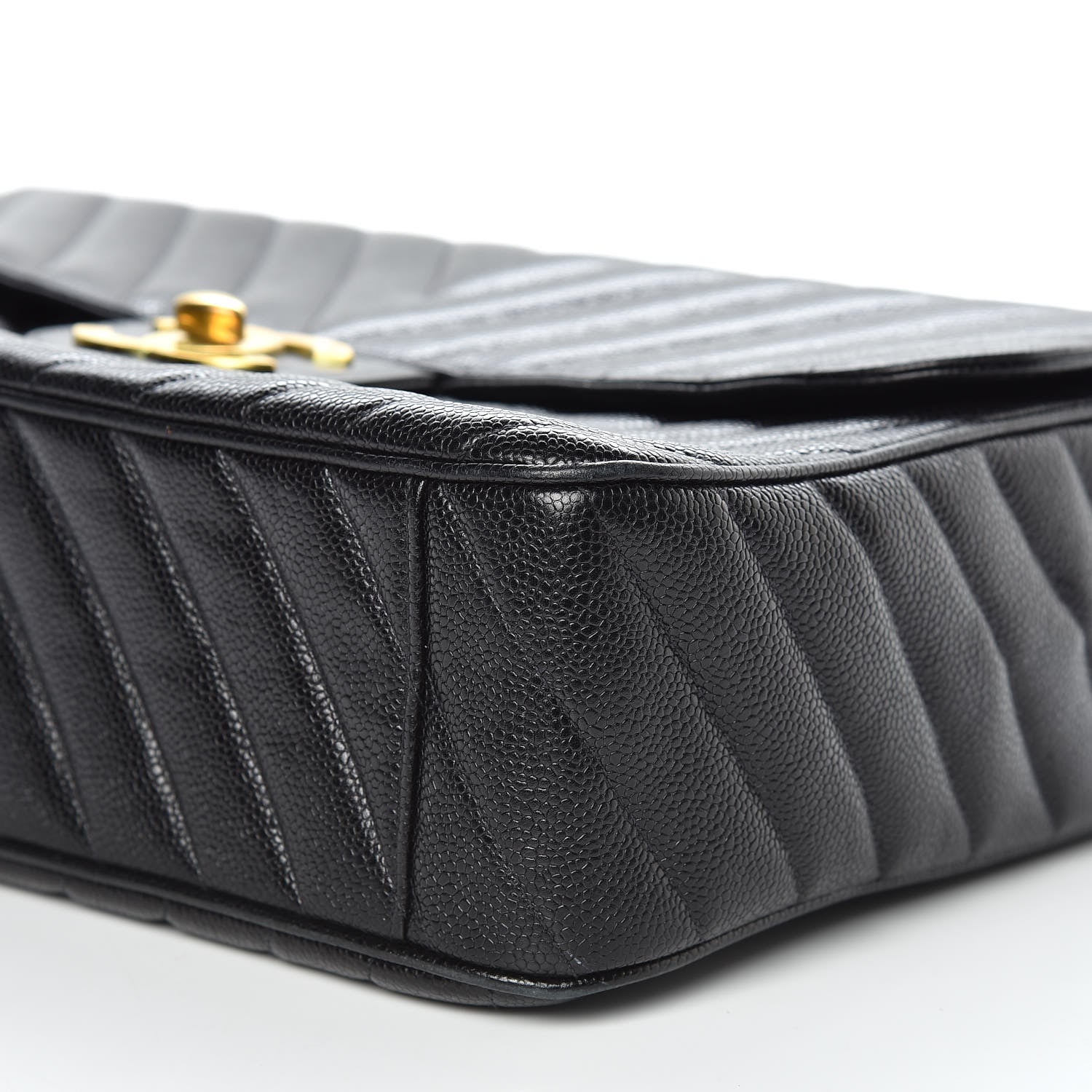 Chanel Caviar Chevron Quilted Maxi Single Flap Black 9 of 11