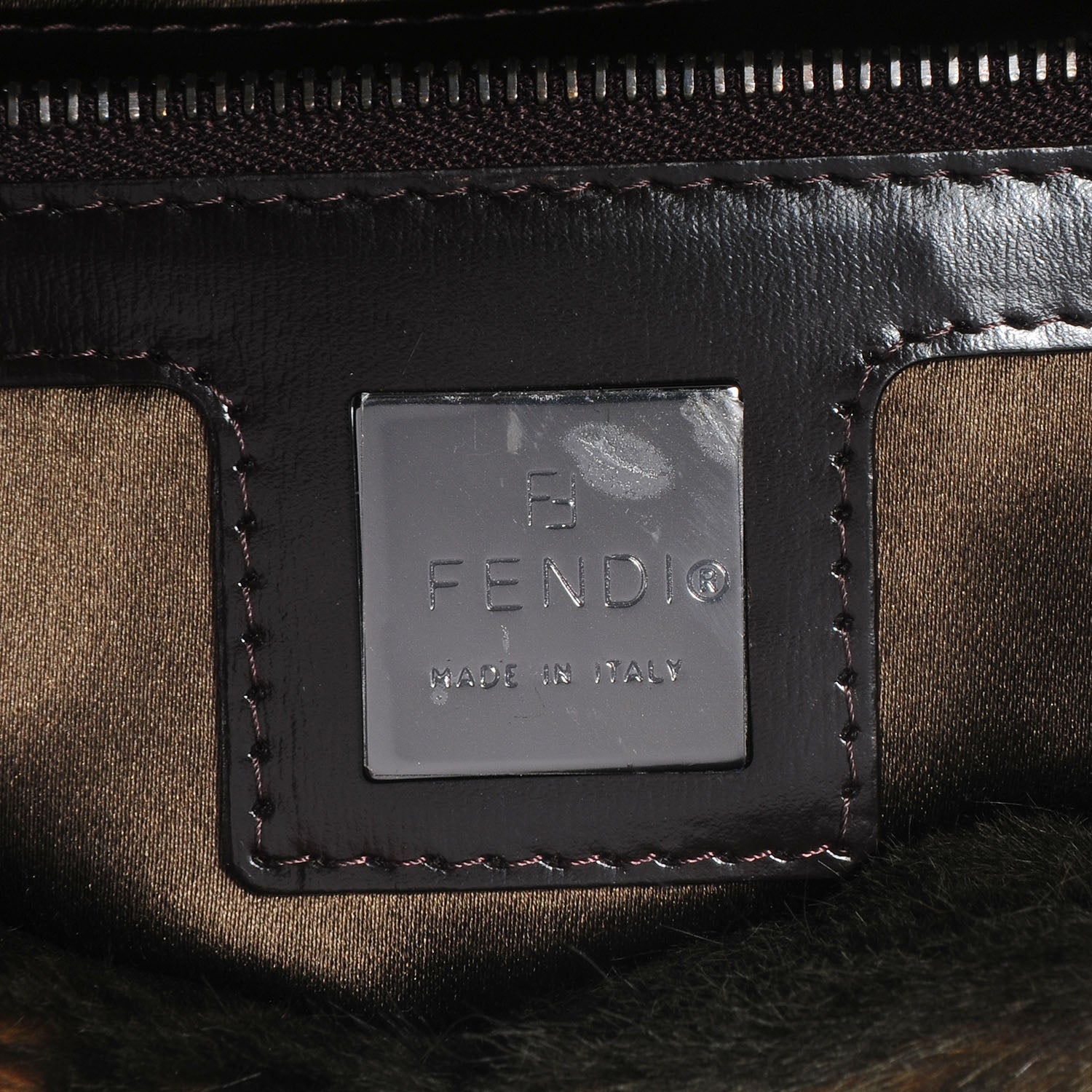Fendi Rabbit Fur Tigers Eye Baguette Bag Moro 6 of 7